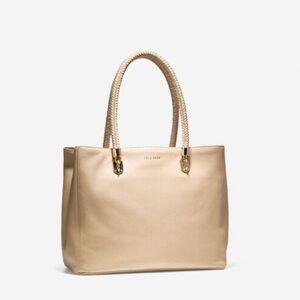 Cole Haan Patent Leather Benson Tote Elegant Beige Bag